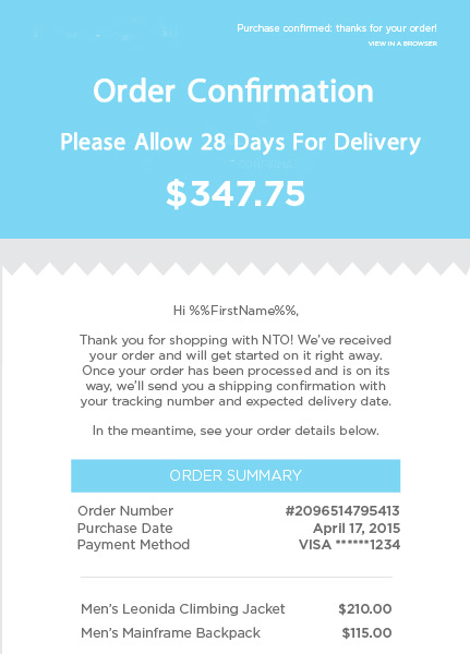 Shipping And Order Confirmation