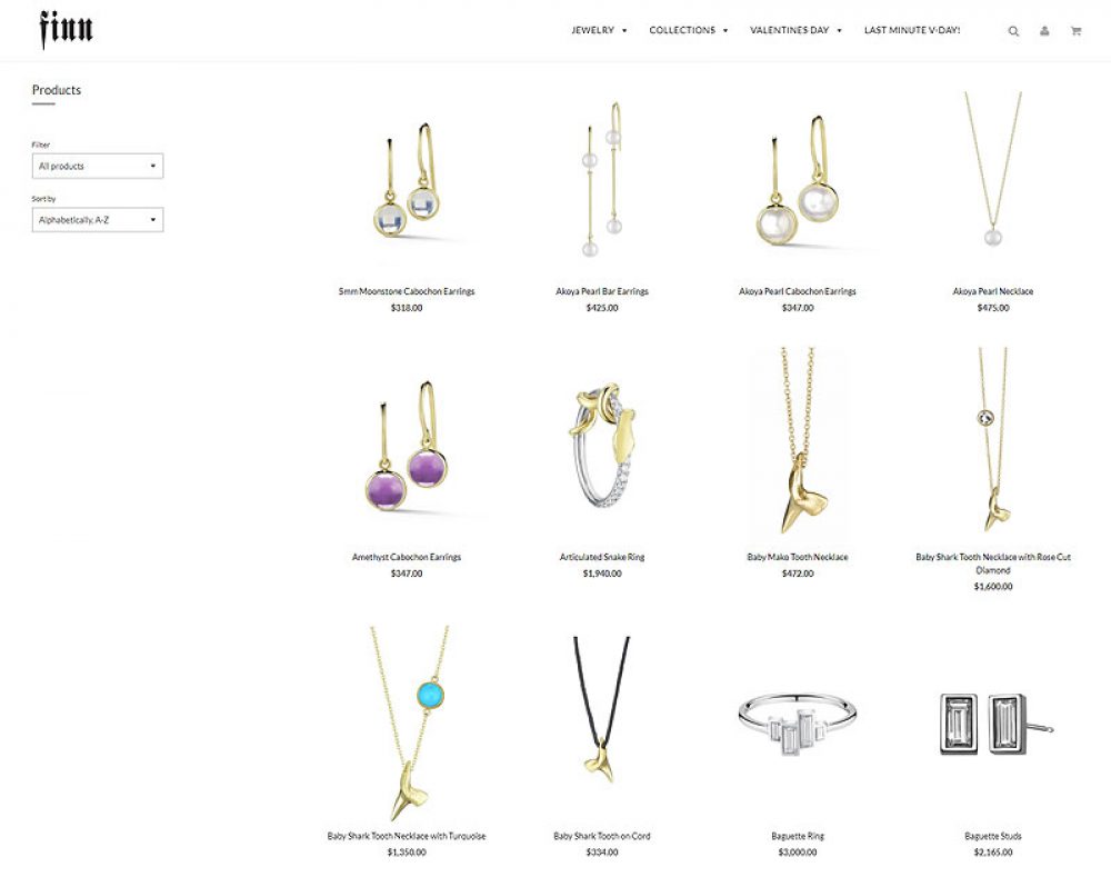 Screenshot of Finn Jewelry store