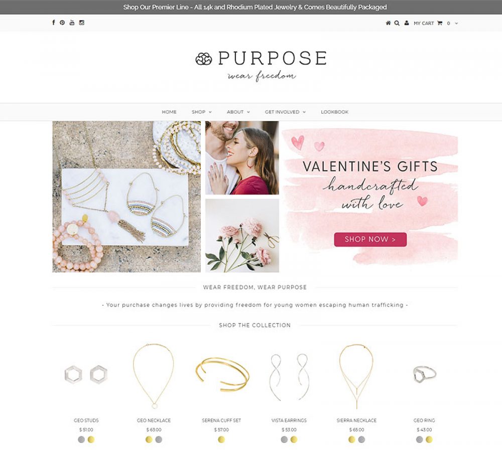 screenshot of Purpose Jewelry store