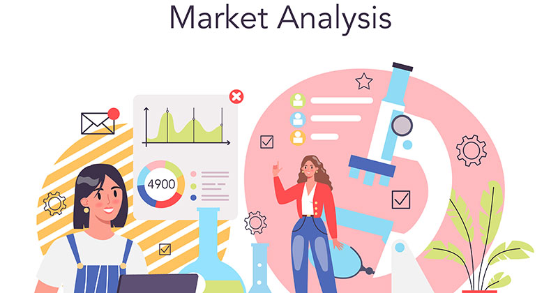 Dropshipping business market analysis illustration