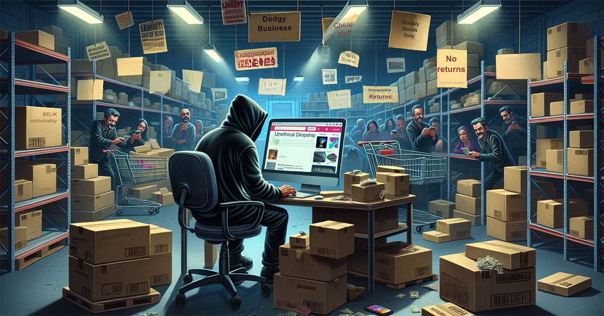 Image scene depicting unethical dropshipping